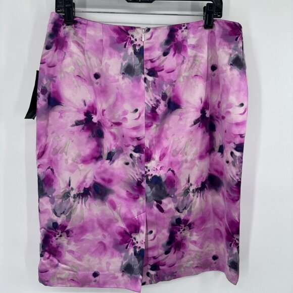 Jones New York Floral Pencil Skirt size 12 Pink  Womens satin Cotton blend new - Picture 9 of 10